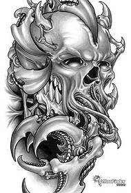 Kūleʻa papaʻa 3D European: mechanical Devil skull tattoo pattern