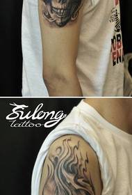 male arm handsome popular sketch skull tattoo pattern
