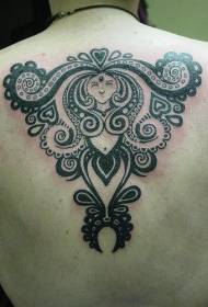 Back black mermaid theme totem tattoo picture