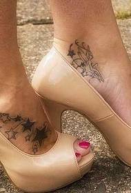 noha pěticípé hvězdy anděl tetování vzor