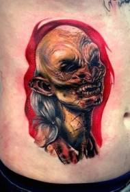 derék oldalán színes horror film stílusú vámpír portré tetoválás