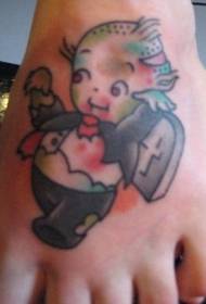 padrão de tatuagem de menino de zumbi dos desenhos animados do peito do pé