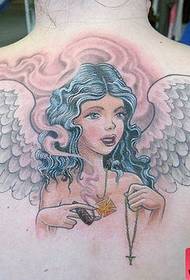 Dívčí zpět klasický kreslený anděl tetování vzor