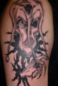 рука черно-белая татуировка клоун демон рисунок