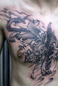 mellkas hűvös szerencsés vadállat bátor csapatok tetoválás mintát