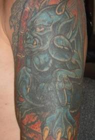Blue gargoyle tattoo pattern