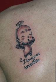 un patrón de tatuaje de angelito super lindo super lindo en el hombro