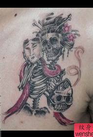 Manlike boarst prachtige pop-tattoo-tatoet