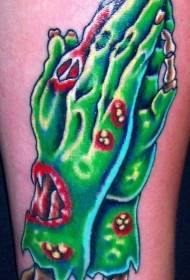 leg colored zombie prayer Hand tattoo picture