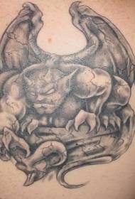 hátul szürke Gargoyle deformált tetoválás mintázat