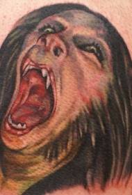 Tatuaggio ritratto di lupo mannaro colorato in stile Illustrator