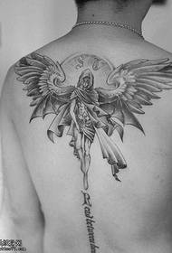 უკან ლამაზი ლამაზი ანგელოზის tattoo ნიმუში