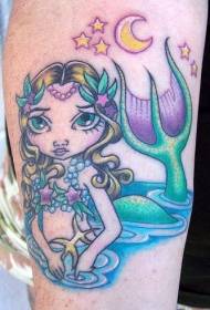 modèle de tatouage sirène dessin animé bras couleur