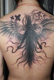 classic handsome death wings tattoo pattern