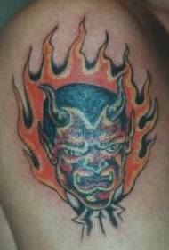 Flame and Red Devil Tattoo Pattern