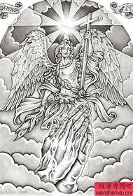 Braç pop popular manuscrit de tatuatge d'àngel blanc i negre