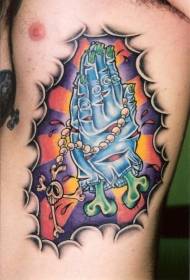 Modello del tatuaggio della mano delle zombie di preghiera di colore laterale della vita