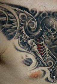 Klasični prsni šablon uzorak tetovaže lubanje