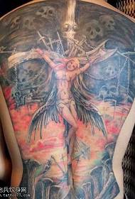 Angel tattoo pattern bound by the devil on the cross