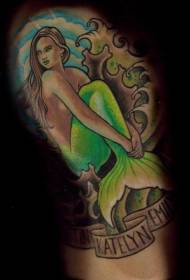 umbala wamagxa mermaid umzobo we tattoo elwandle
