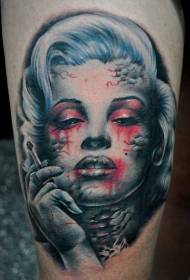 плечо фильм ужасов цвет курение зомби женский портрет татуировка