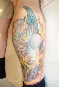 Blue Gargoyle Flame Tattoo Pattern