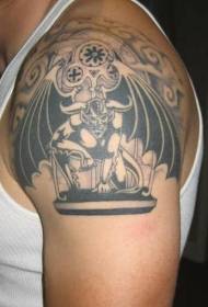shoulder black and white church in the gargoyle tattoo