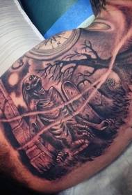 arm mystiska kyrkogård zombie tatuering mönster