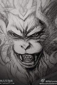 foto del tatuaggio del tatuaggio Sun Wukong con linea grigia nera