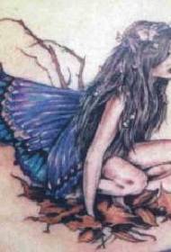 сумная фея на апалым лісці татуіроўкі