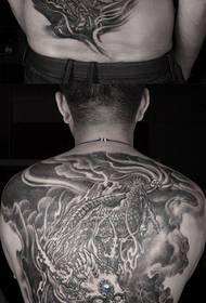 Cool domineering half-back unicorn tattoo pattern