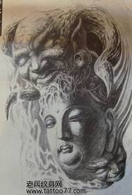 manoscritto alternativo del tatuaggio del demone testa di Buddha