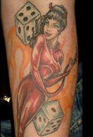 Devil Girl Scorpion and Flame Tattoo Patroon