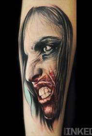 насликани женски вампир хорор тетоважа шема