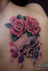 krásné tetování na zadní straně dívky s tetováním 151354 - super hezký vzor tetování plné smrti