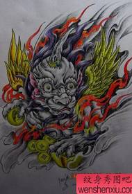 Wzór tatuażu boskiej bestii: Szczęście, bestia odważny wojownik tatuaż wzór tatuażu