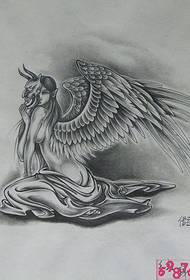 velna galvaskausa eņģeļa tetovējuma manuskripta attēls