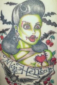 Kleur zombie meisje tattoo patroon