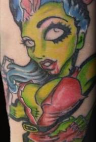 Գունավոր Zombie Tattoo