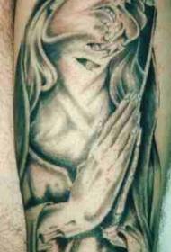 手臂棕色祈祷僵尸修女纹身图案