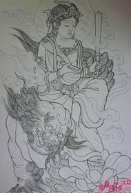 matapang na tropa at Guanyin Buddha pangunahing tattoo manuskrito ng larawan