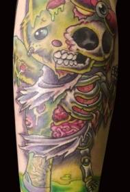узорак тетоважа зомби мачића у боји ногу