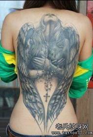 meitene Atpakaļ klasisks muguras pilns eņģeļa spārnu tetovējums modelis