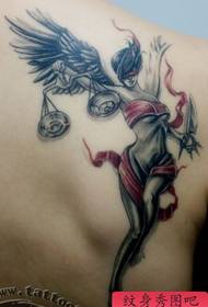 Angel Tattoo Model: Shoulder Beauty Angel Wings Tattoo Model