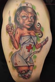 ufiufi le lanu lanu o le zombie Nurse Tattoo Model