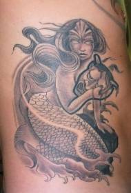 Duivel zeemeermin en Prajna tattoo patroon
