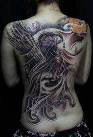 grožis pilnas nugaros angelo sparnų tatuiruotės modelis