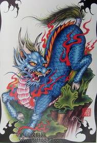 Manoscritto colorato del tatuaggio di Kirin