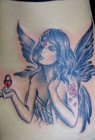 simpatico elfo con motivo a tatuaggio a forma di cuore rosso a forma di lucchetto