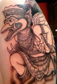 linha preta do padrão de tatuagem de demônio de pássaro